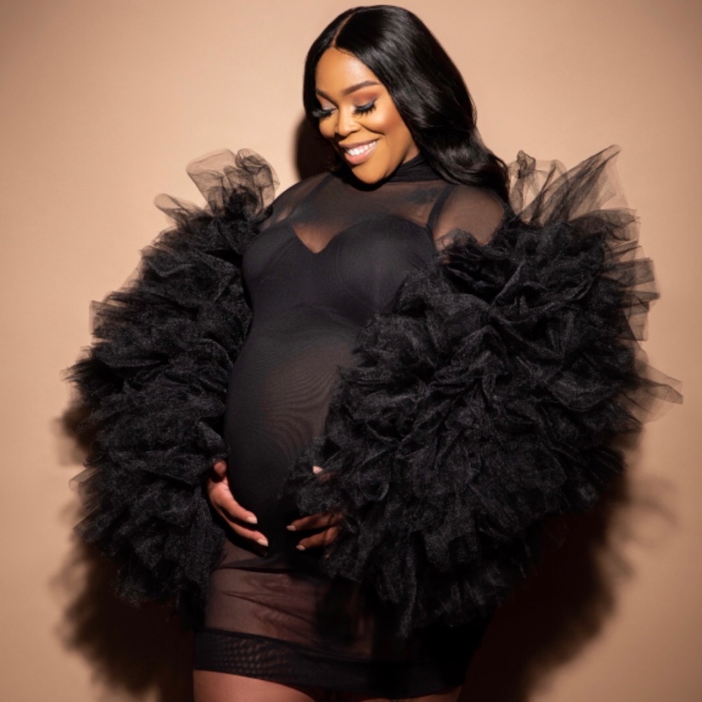 Tulle ruffle sleeve dress